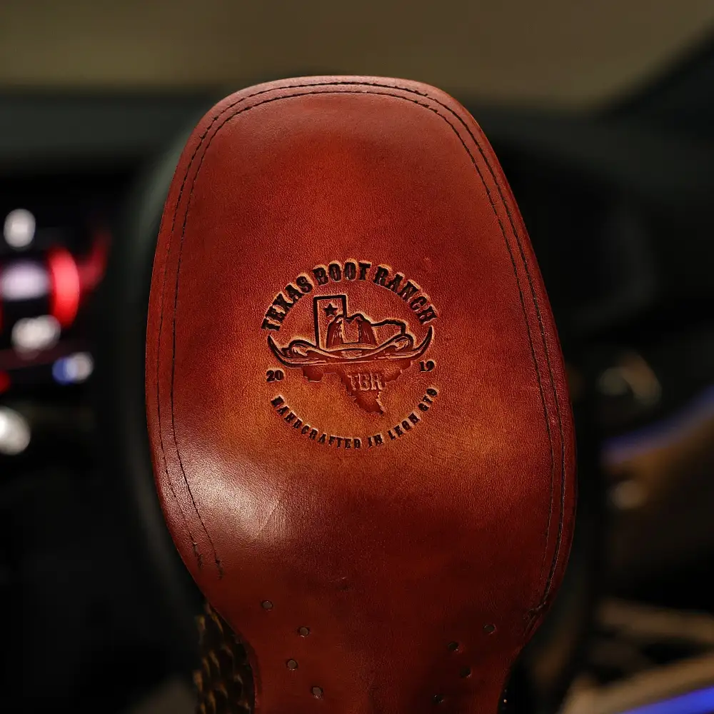 “Bumblebee” Brown Jumbo Python Leather Boots - Square Toe