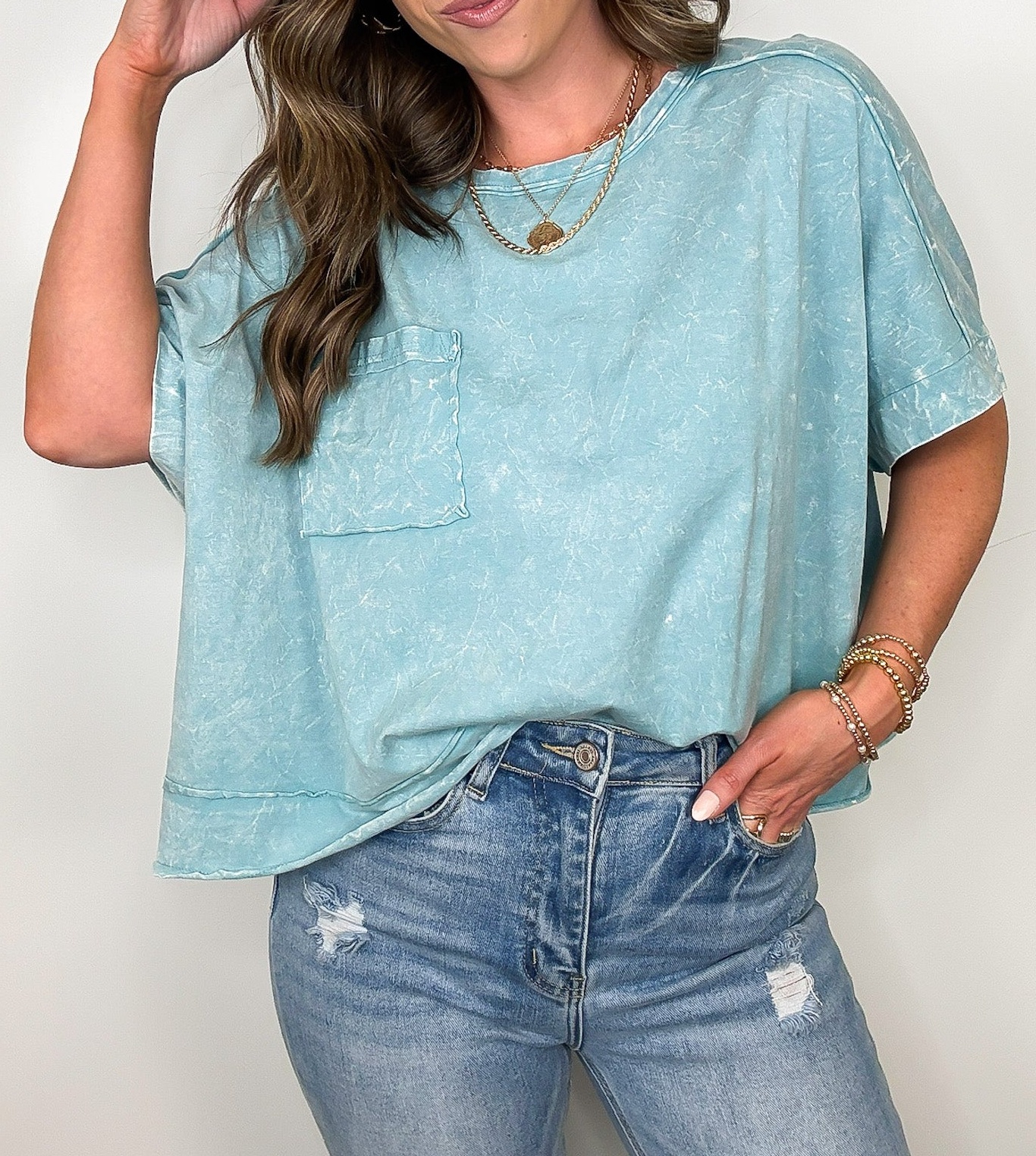 Vivid Aura Mineral Wash Oversized Tee