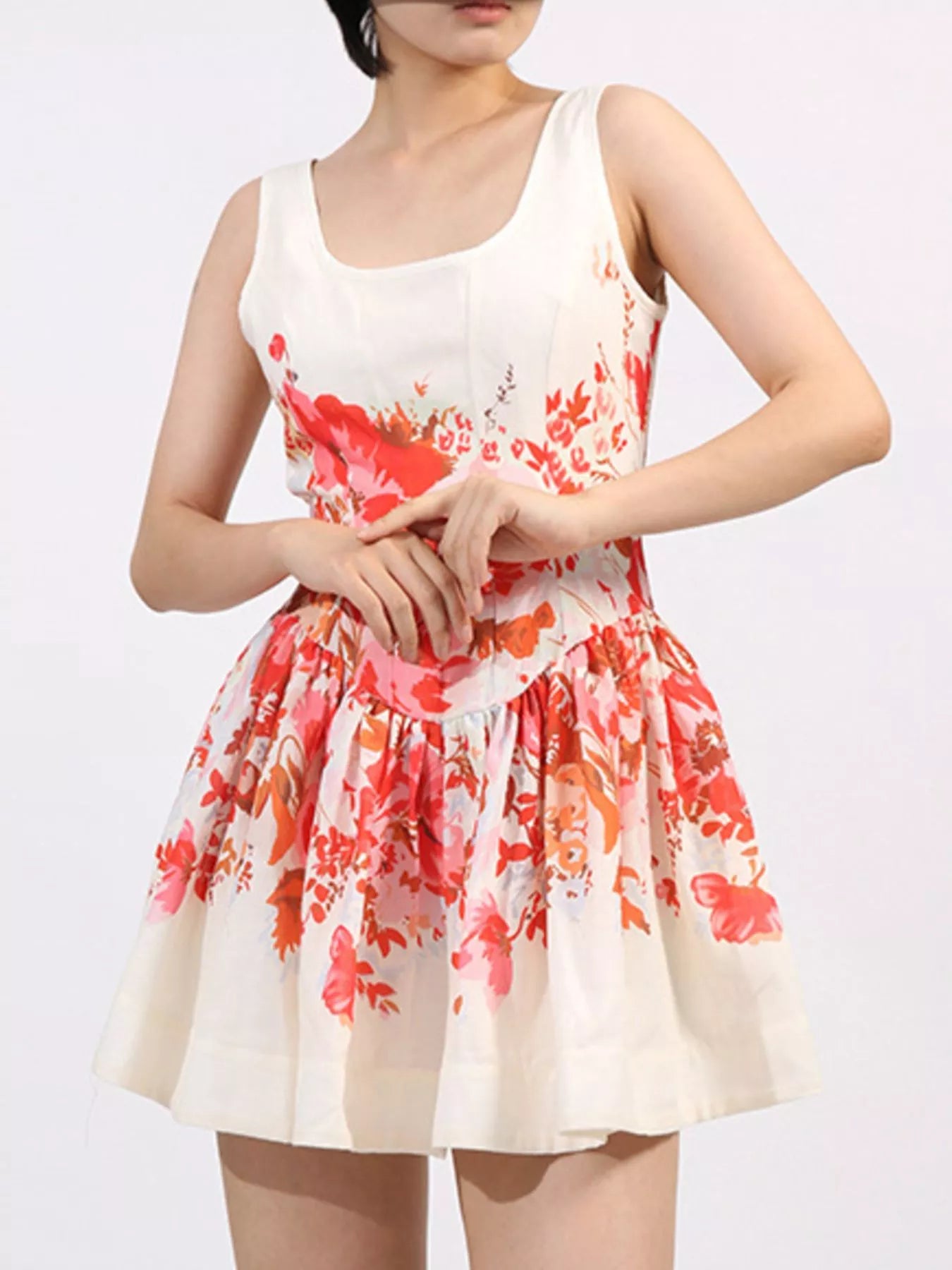 Floral Print Sleeveless A-Line Mini Dress