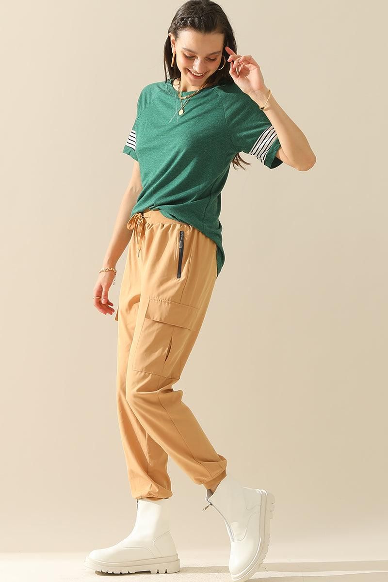 Loose Fit Crewneck Line Point Short Sleeve Tee