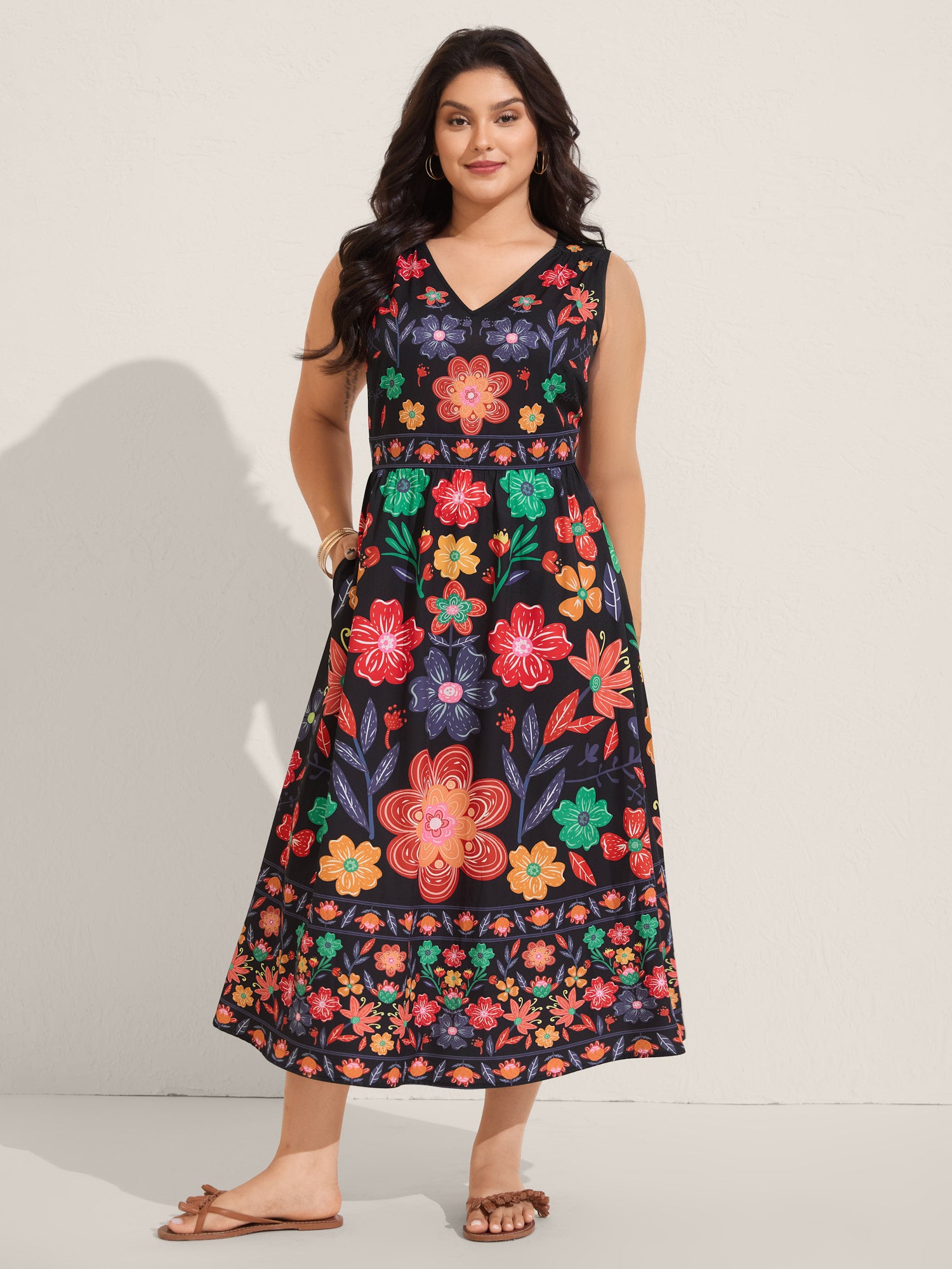 Floral Drama Cinched-Waist Maxi Dress