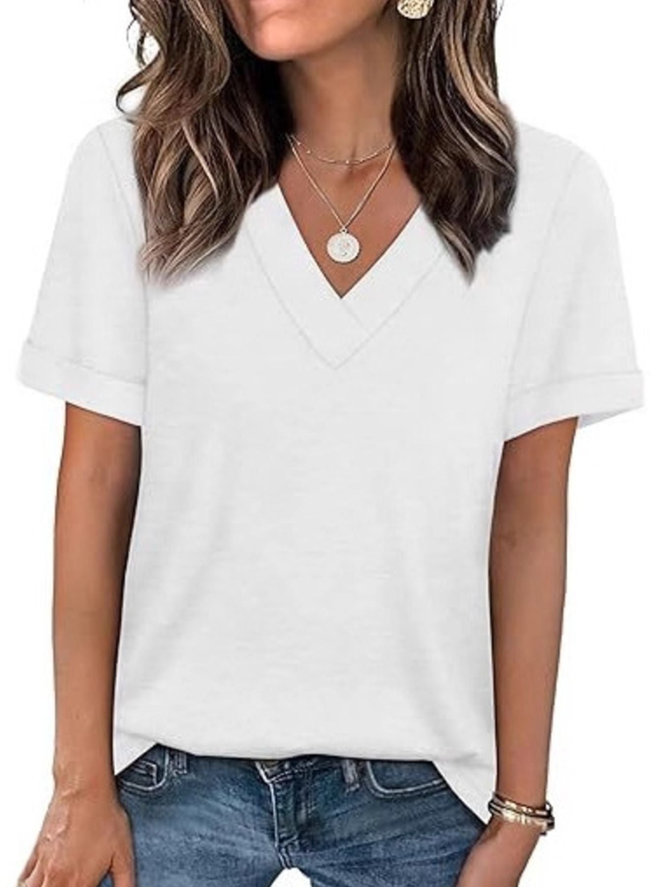 Casual V-Neck Short Sleeve T-Shirt