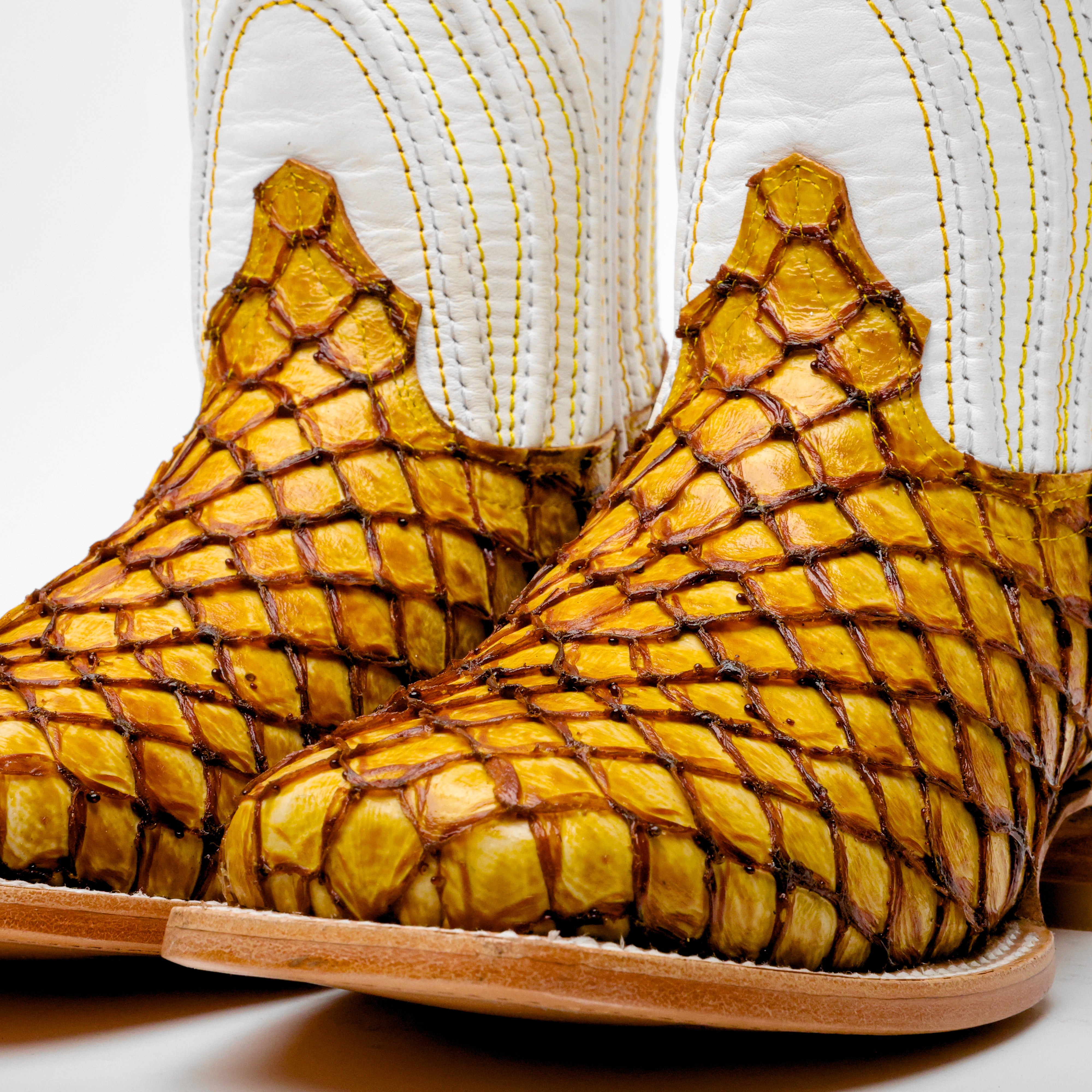 Butter Mini Pirarucu Leather Boots - Square Toe