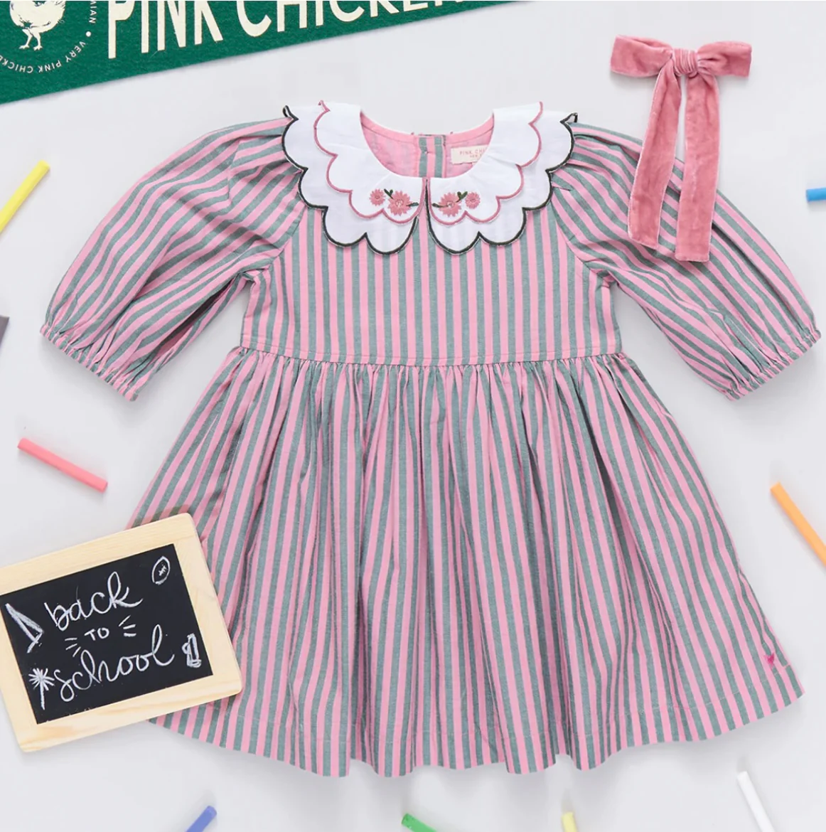 Darcy Dress Pink & Green Stripe