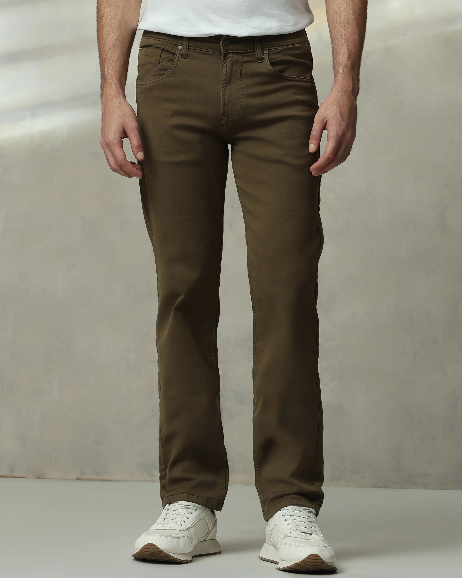 Classic Versatile And Comfortable Straight Olive Jeans