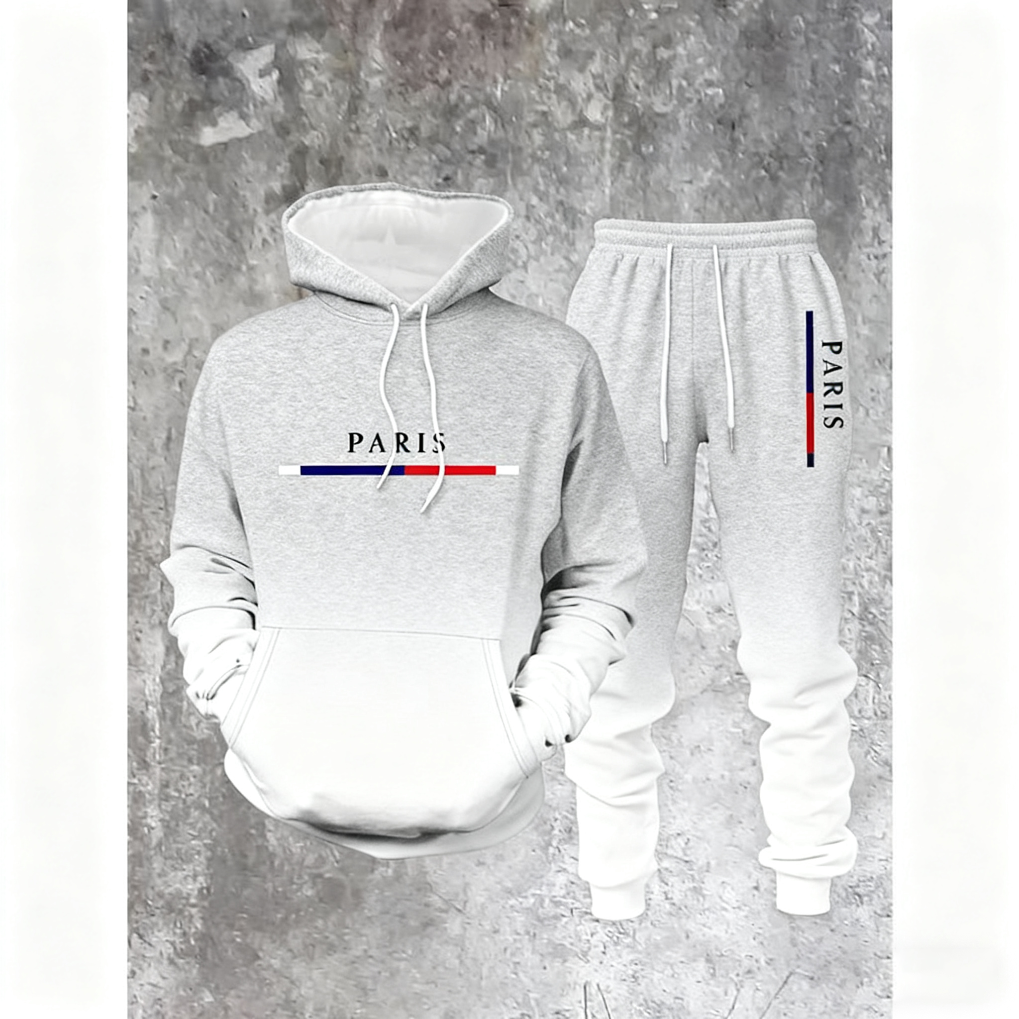 Men’s Black & Red Gradient Hoodie and Pants Set