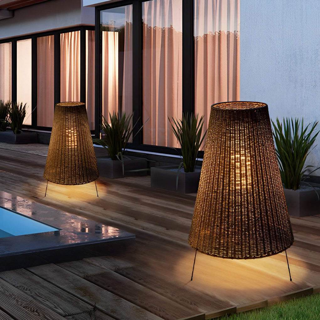 Creative Rattan Waterproof Modern LED Outdoor Floor Lamp Standing Lamp