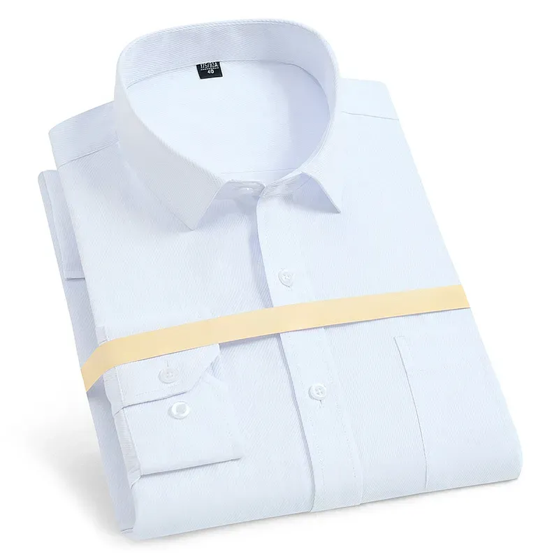 Men'S Long Sleeve Business Solid Color Cotton Breathable Shirt