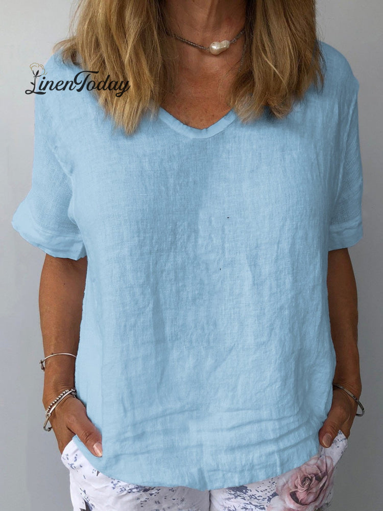 Women's Pure Color Casual Cotton Shirt