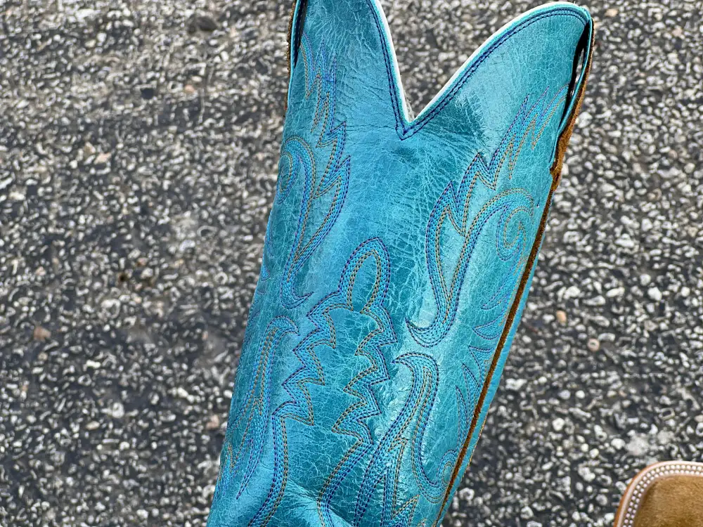 Men’s Honey Rough-Out Boots With Turquoise Shaft