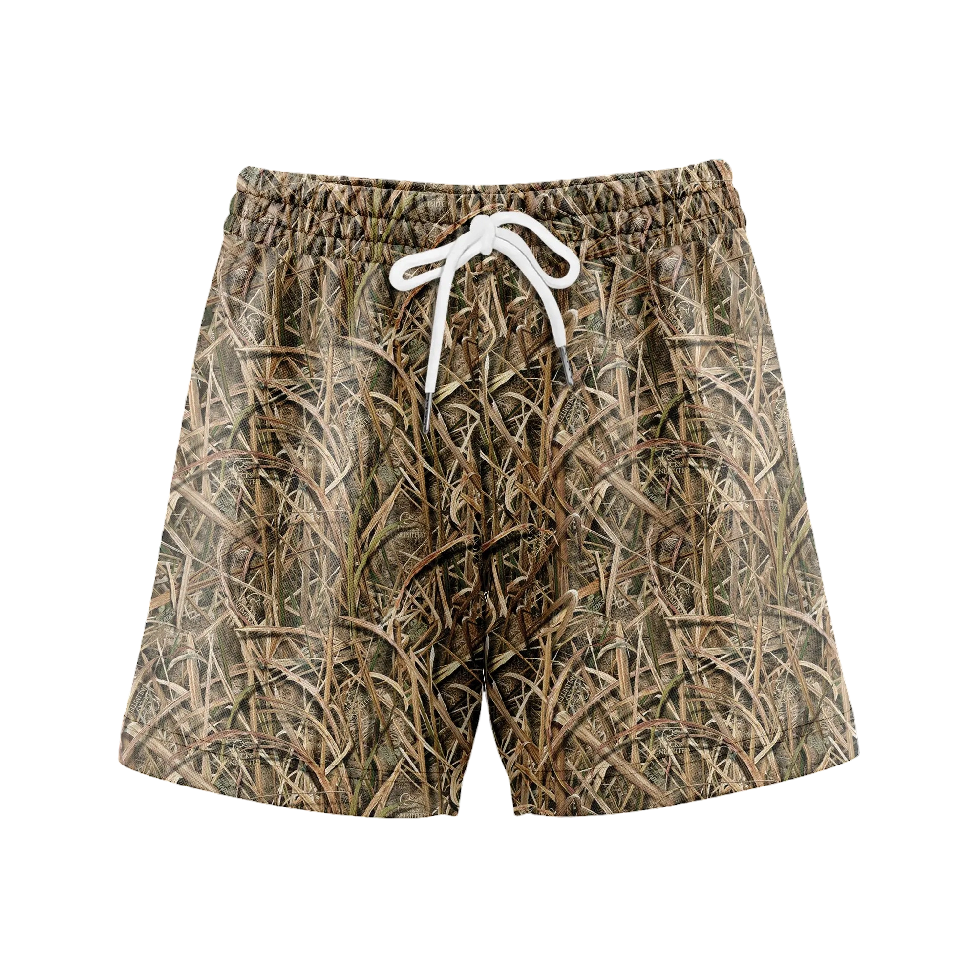 Pack 6 Duck Hunting Camo Shorts - 5 Inch Inseam Camo Mesh Design for Men & Women Ideal Gym Wear & Gifts Breathable & Comfortable
