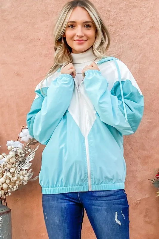 Color Block Windbreaker Jacket
