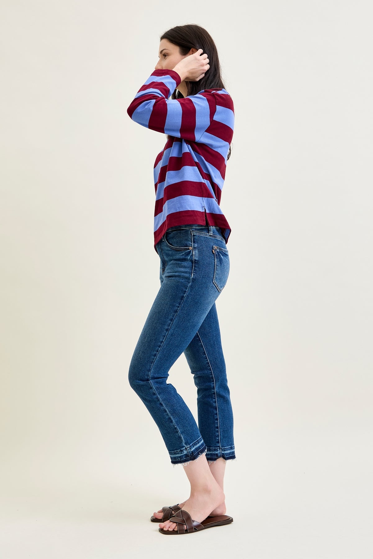 Aurora High Rise Vintage Wash Kick Flare With Released Hem