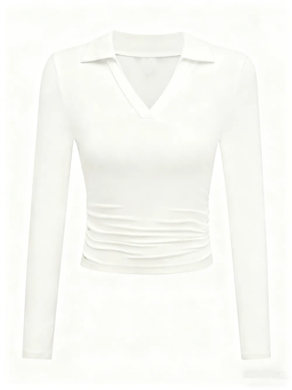 Knit Solid Color Long Sleeve V Neck Slim