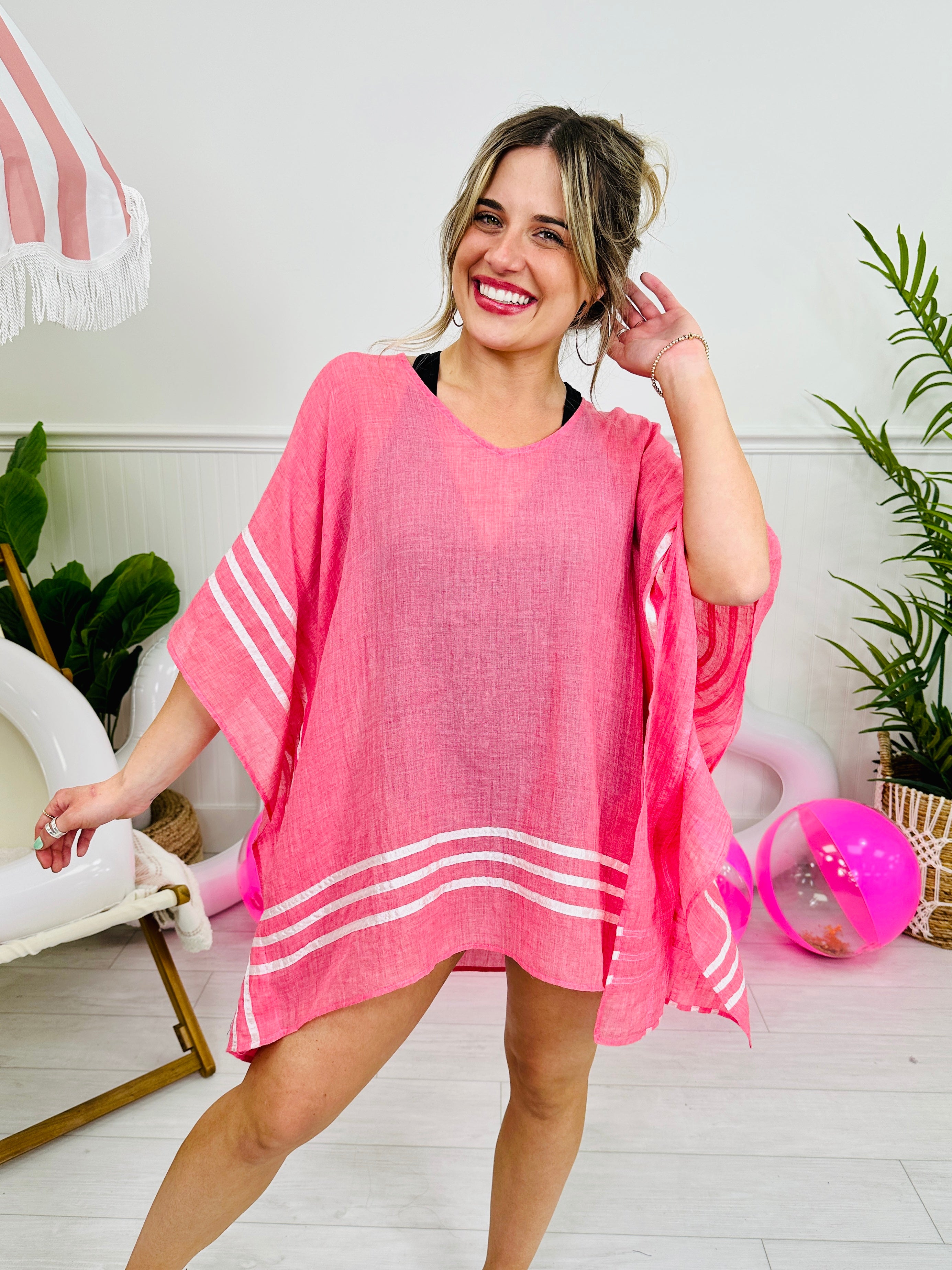 Tropical Ease Swim Cover Up In Raspberry