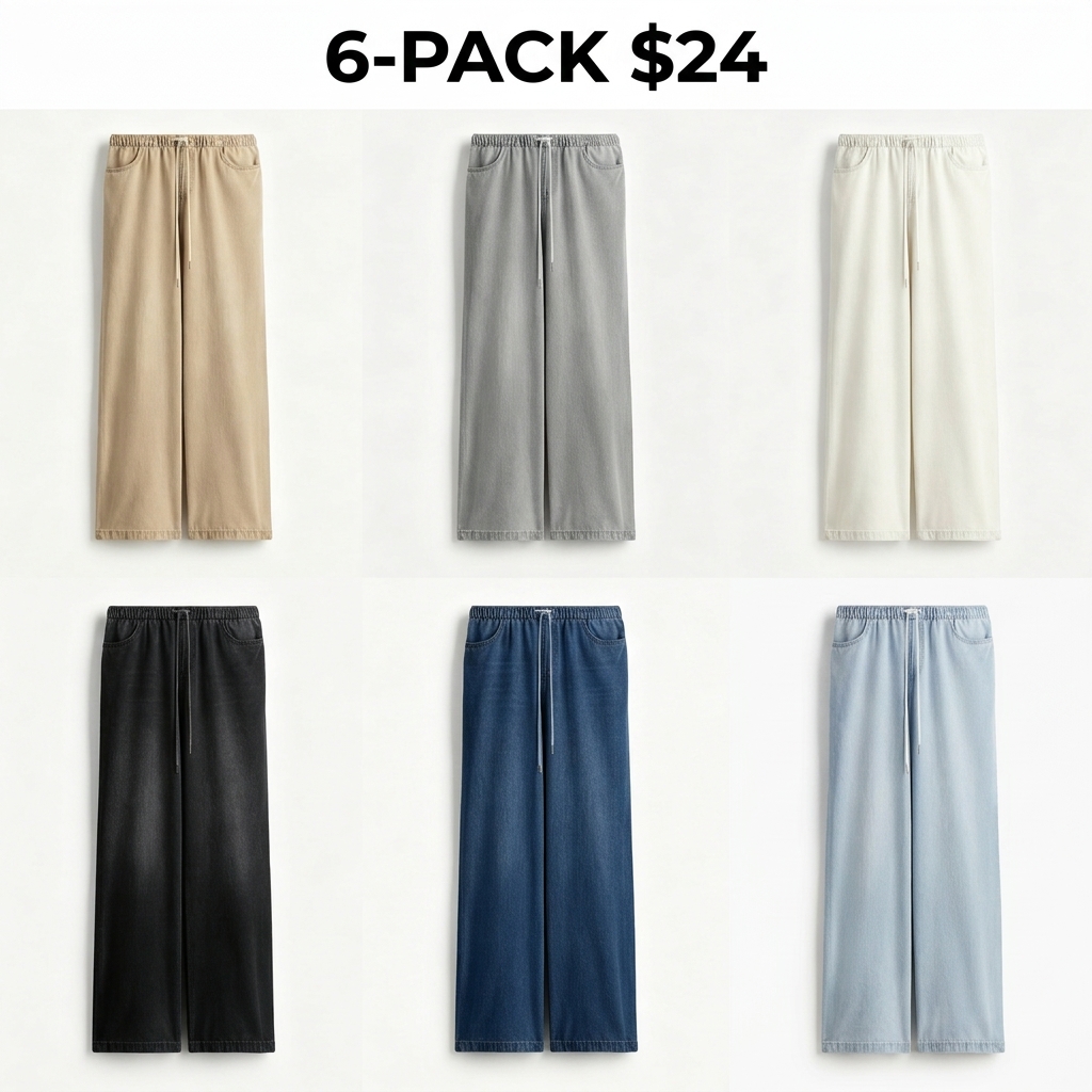 Denim drawstring trousers