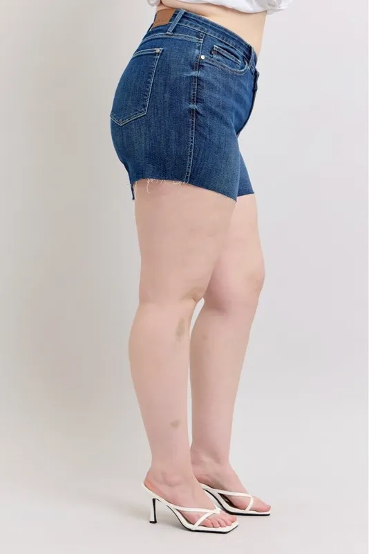 High Waist Criss-Cross Waistband Denim Shorts