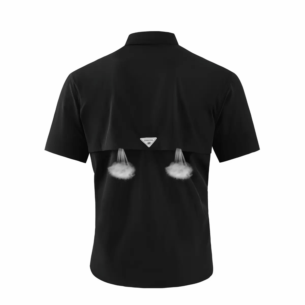 Men's American-Style Solid Color Shirt with Hidden Ventilation Holes