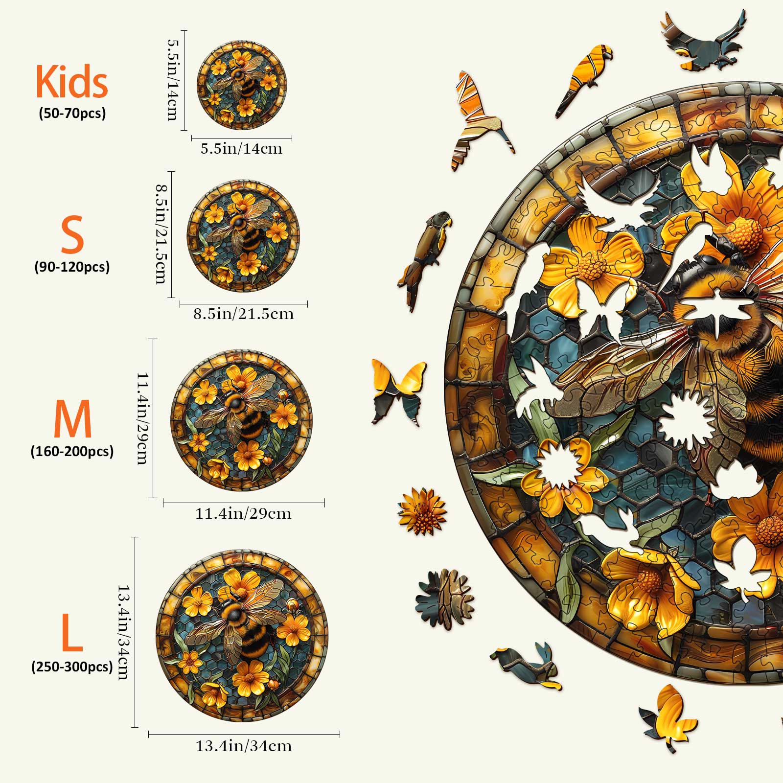 Leisurely Bee Wooden Jigsaw Puzzle