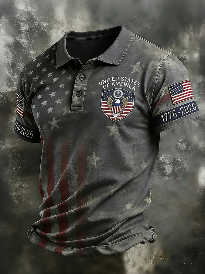 Men'S Retro 250Th Anniversary Celebration American 1776-2026 Polo Shirt