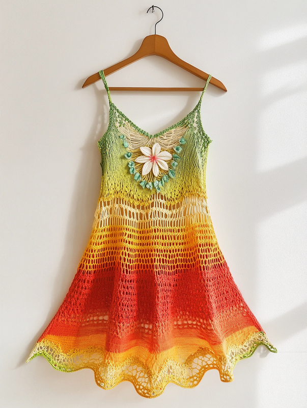 Knitted Summer Fashion Knitted Suspender Hollow Dress  d66a