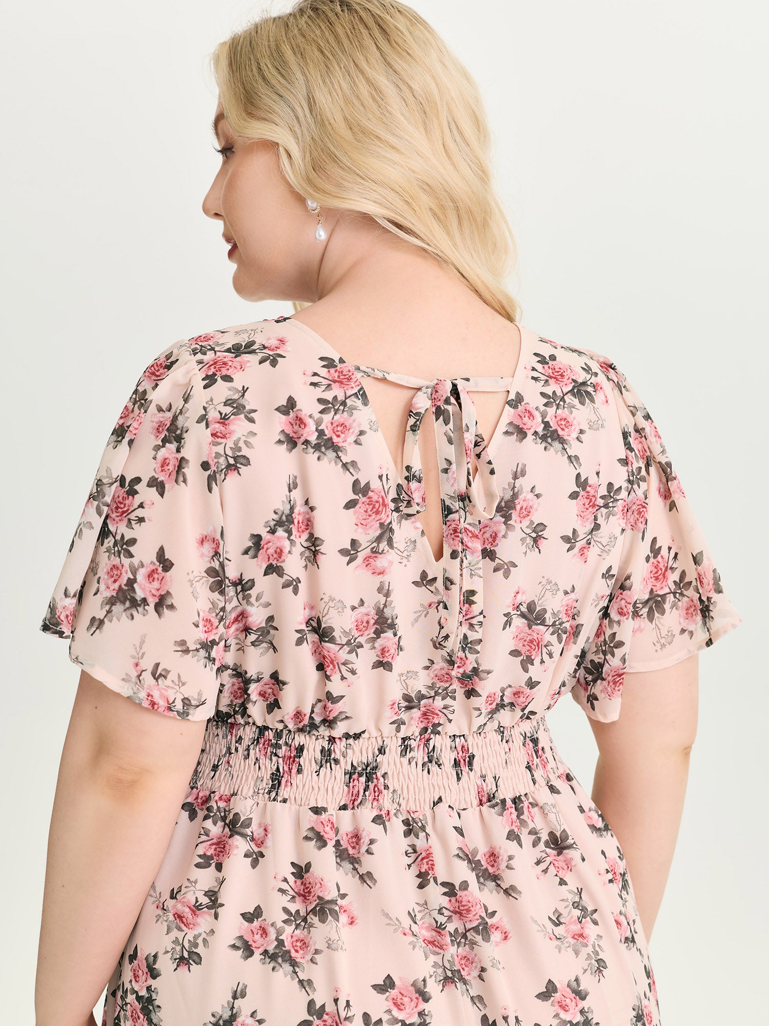 Floral Print Shirred Waist Maxi Dress