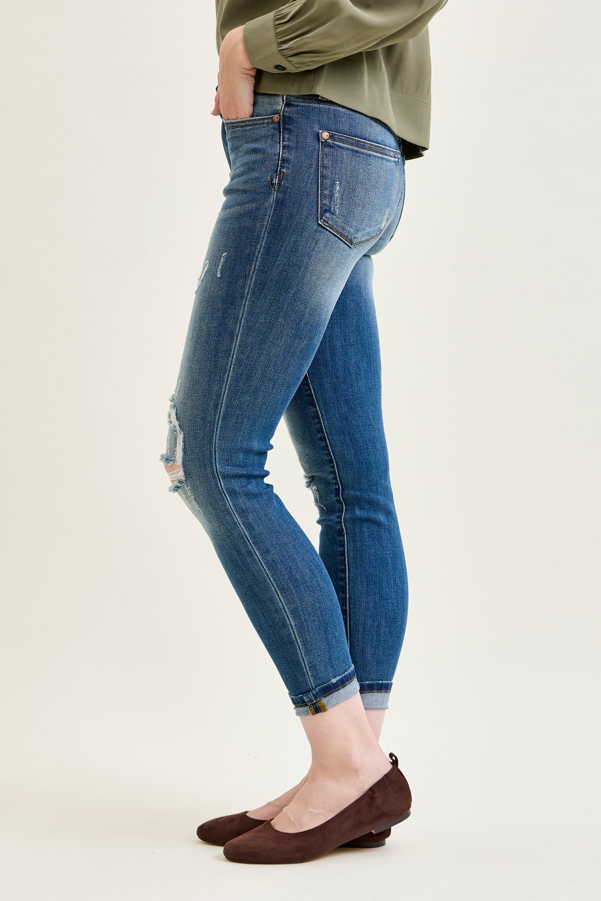 Angie Relaxed Fit Distressed Jeans