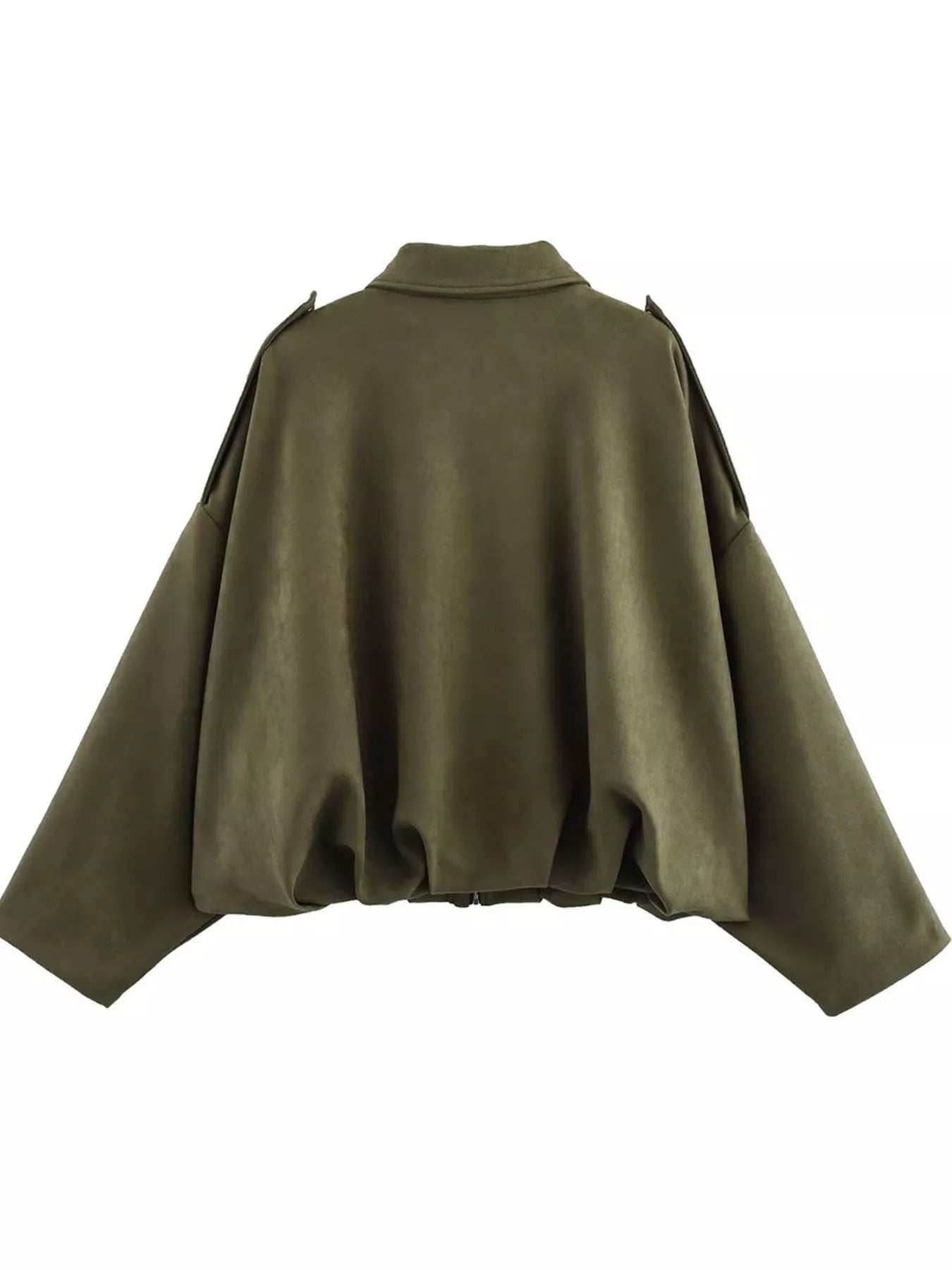 Collared Neck Dropped Shoulder Jacket