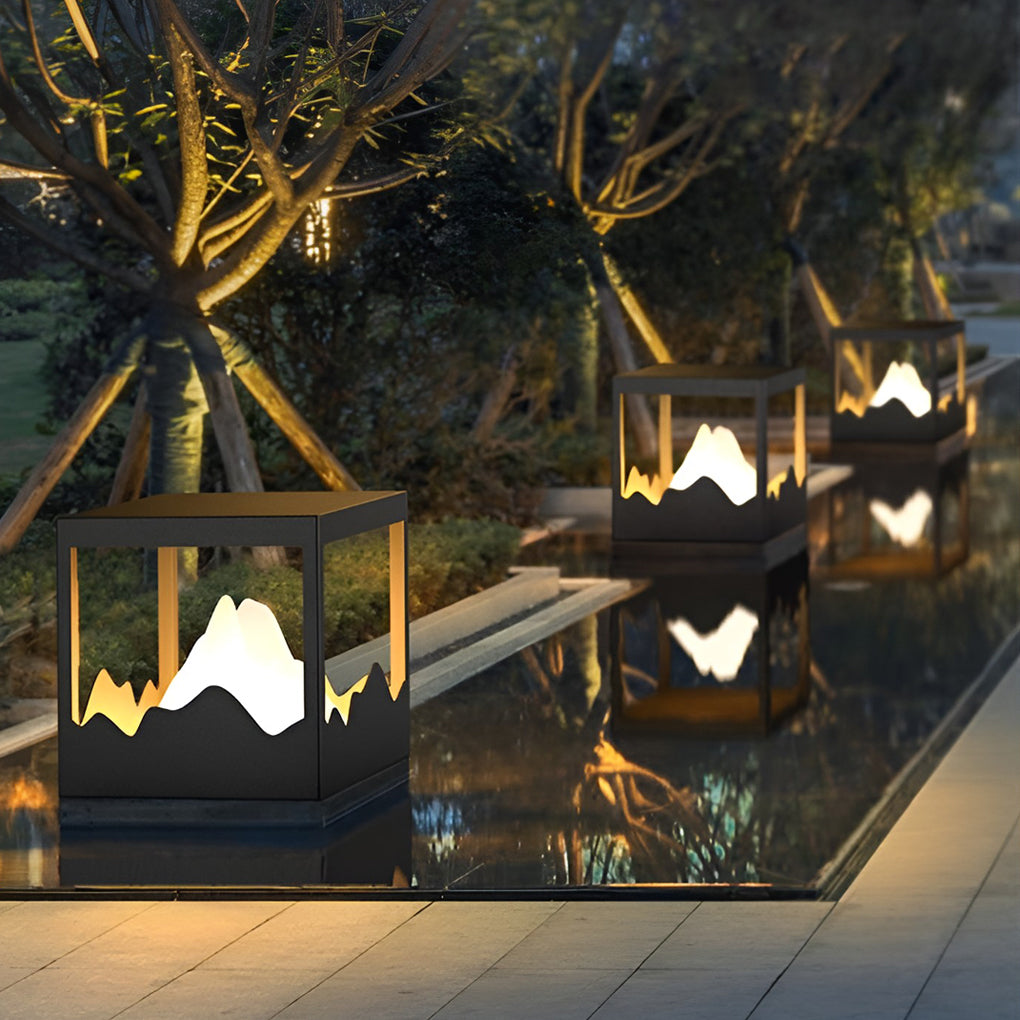 Outdoor Solar Waterproof Mountain Landscape Decorative Lighting Column Light