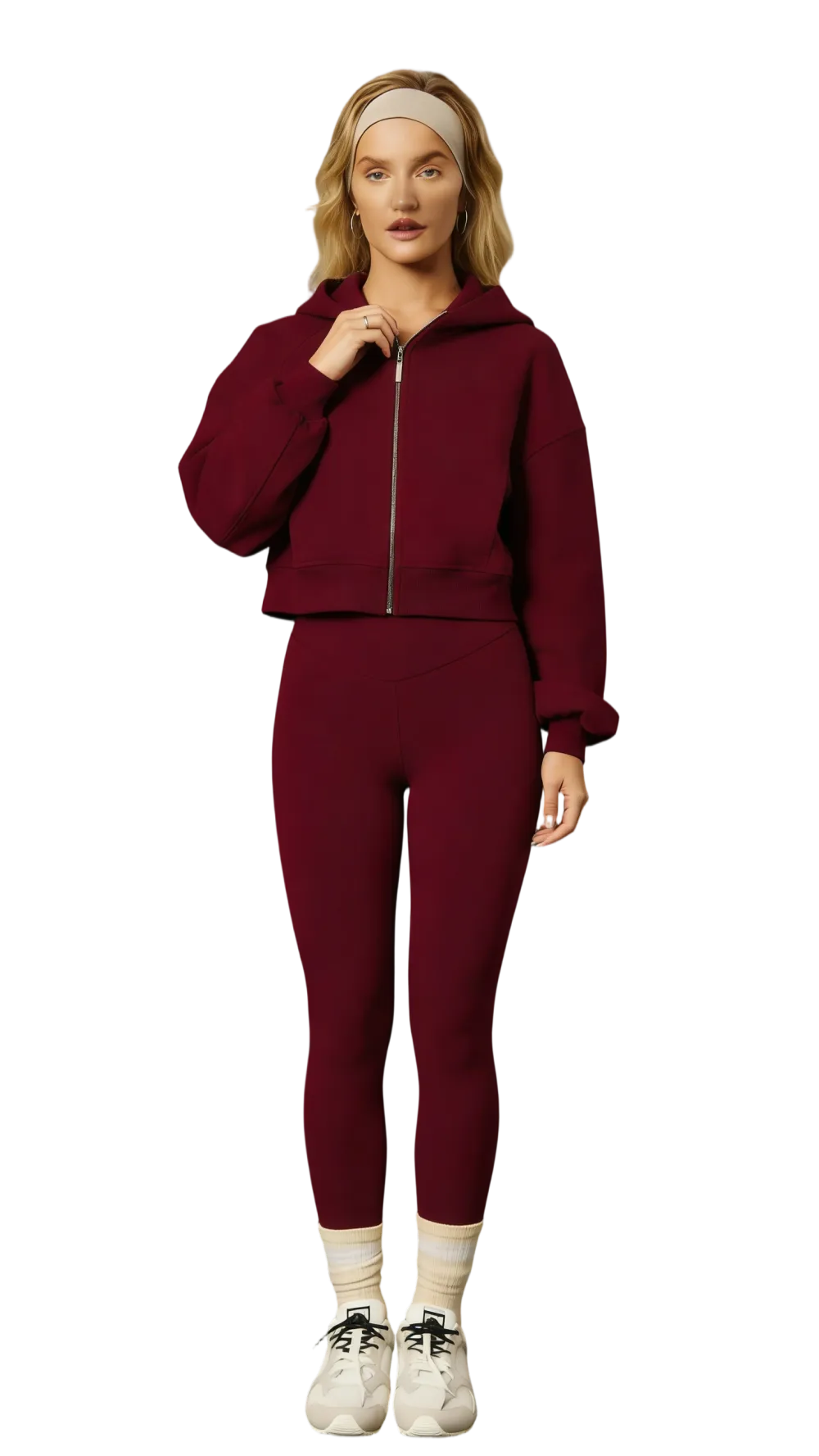 Warm Lightweight Relaxed Fit Cropped Hoodie Sweatshirt Set