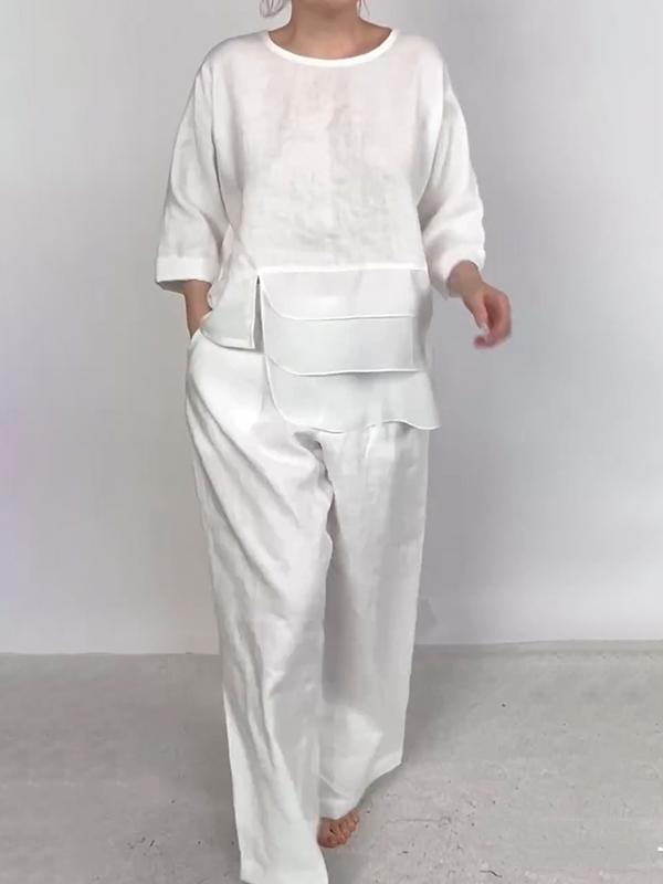 Women Stylish Plain Satin Three-pieces Set