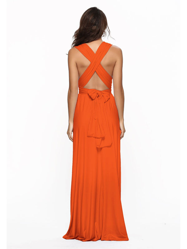 Multi-wear Fado rope cross backless sexy maxi bandage dress