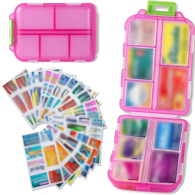 10-Compartment Travel Pill Organizer with 147 Medicine Labels