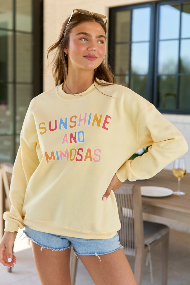 Sunshine And Mimosas Yellow Graphic Sweatshirt