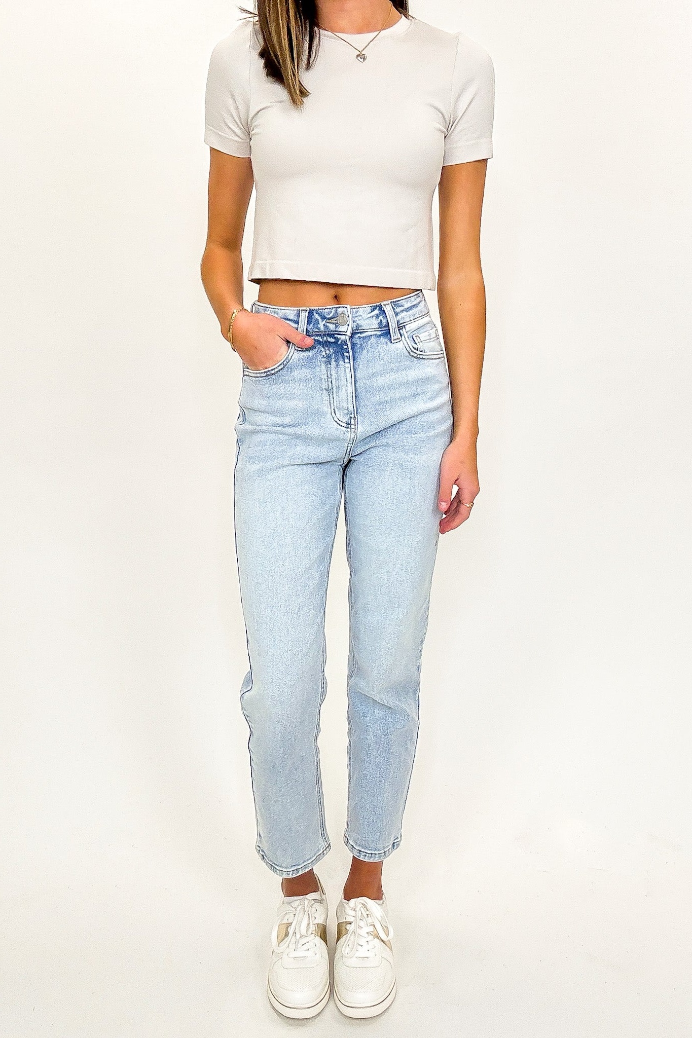 High Rise Crop Straight Jeans