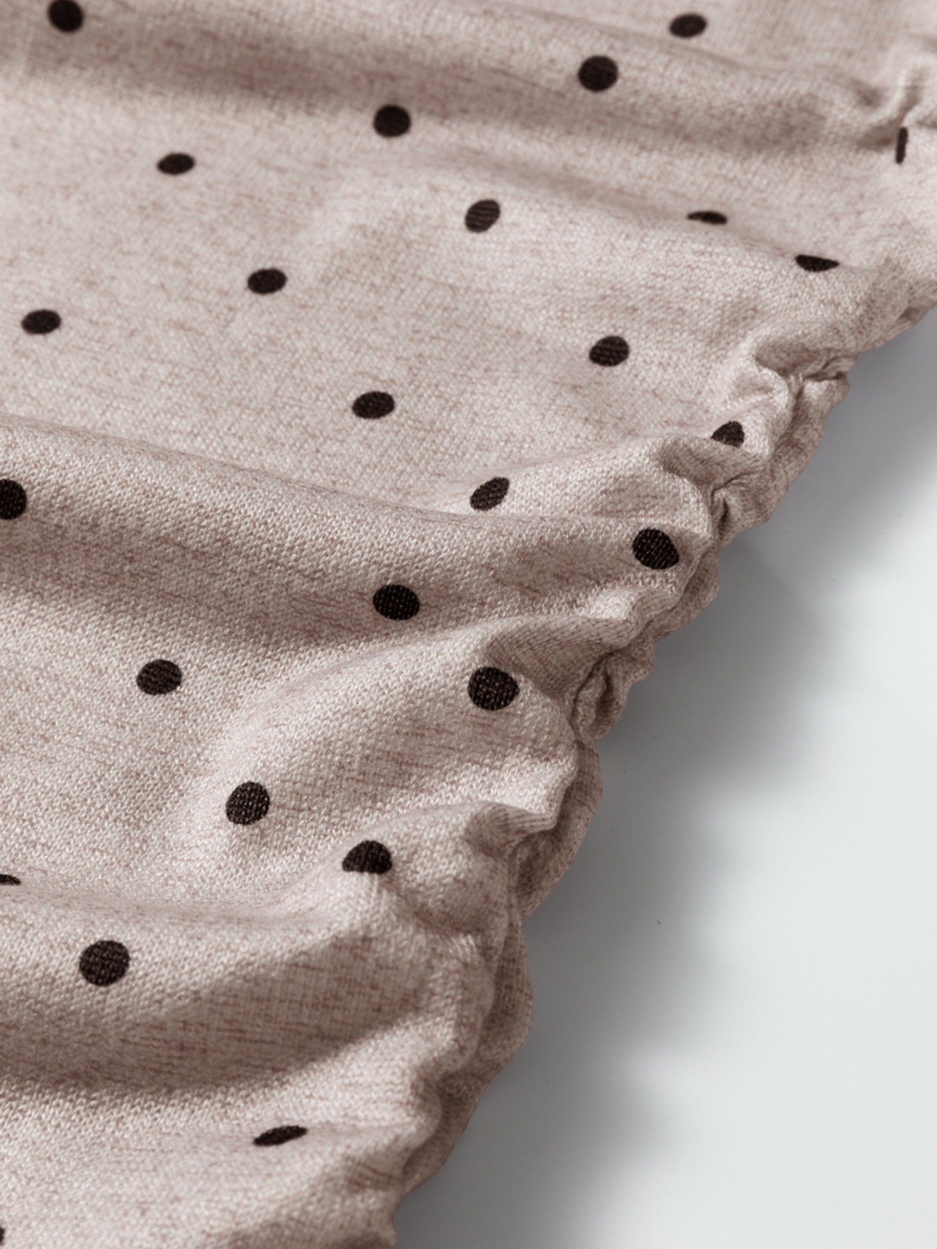 Polka Dot Boat Neck Knit Long Sleeve T Shirt