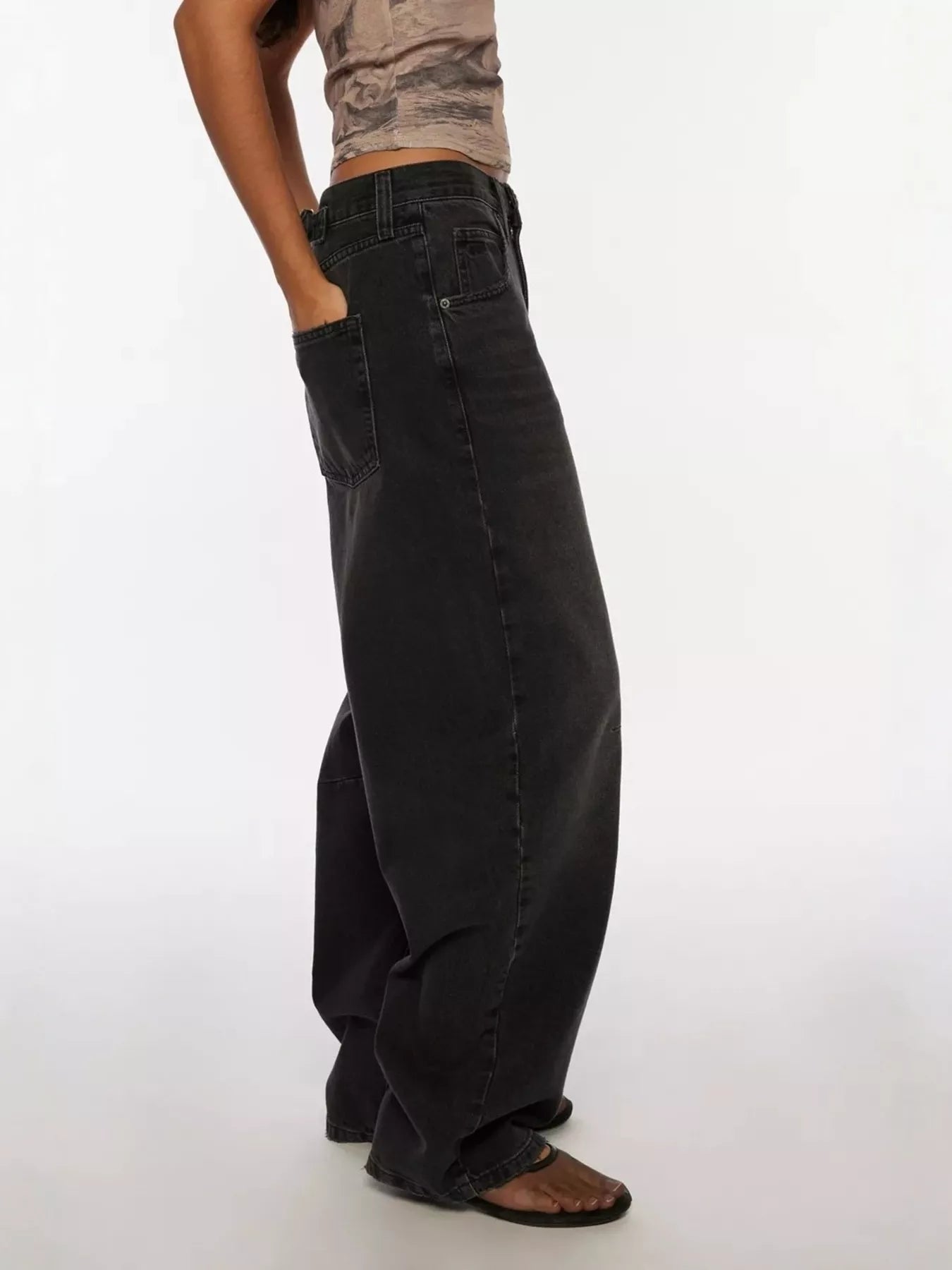 Vintage Wash Wide Leg Jeans