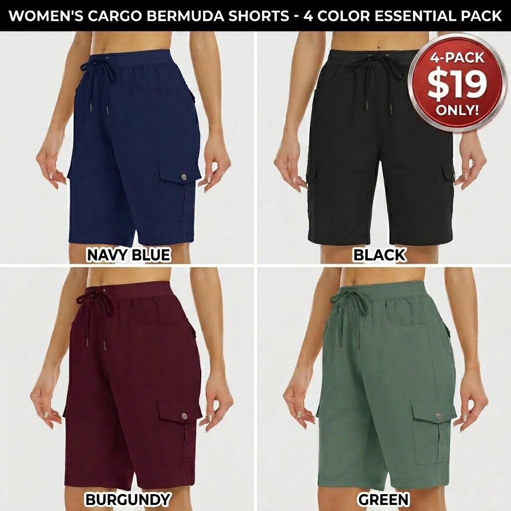 Women's lightweight quick drying outdoor shorts with multifunctional pockets and elastic waistband, suitable for hiking and camping