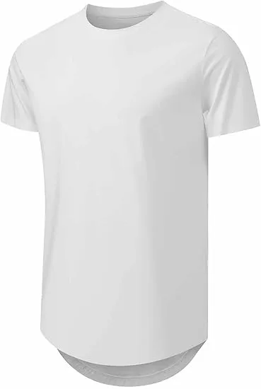 Cotton Hipster Hip Hop Longline Crewneck T-Shirt,Menswear Casual Tshirt Tops