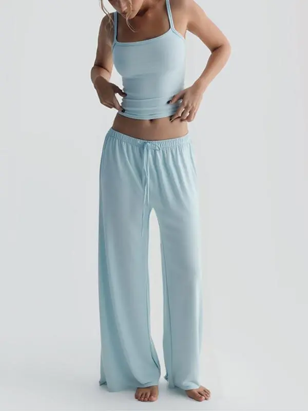 Two-Piece Set Women's Solid Color Cami Top & Pants