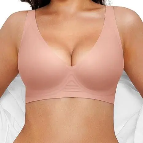 Wireless No Underwire Leopard Print Jelly Bra Everyday Comfort Push Up Seamless T-Shirt Bra