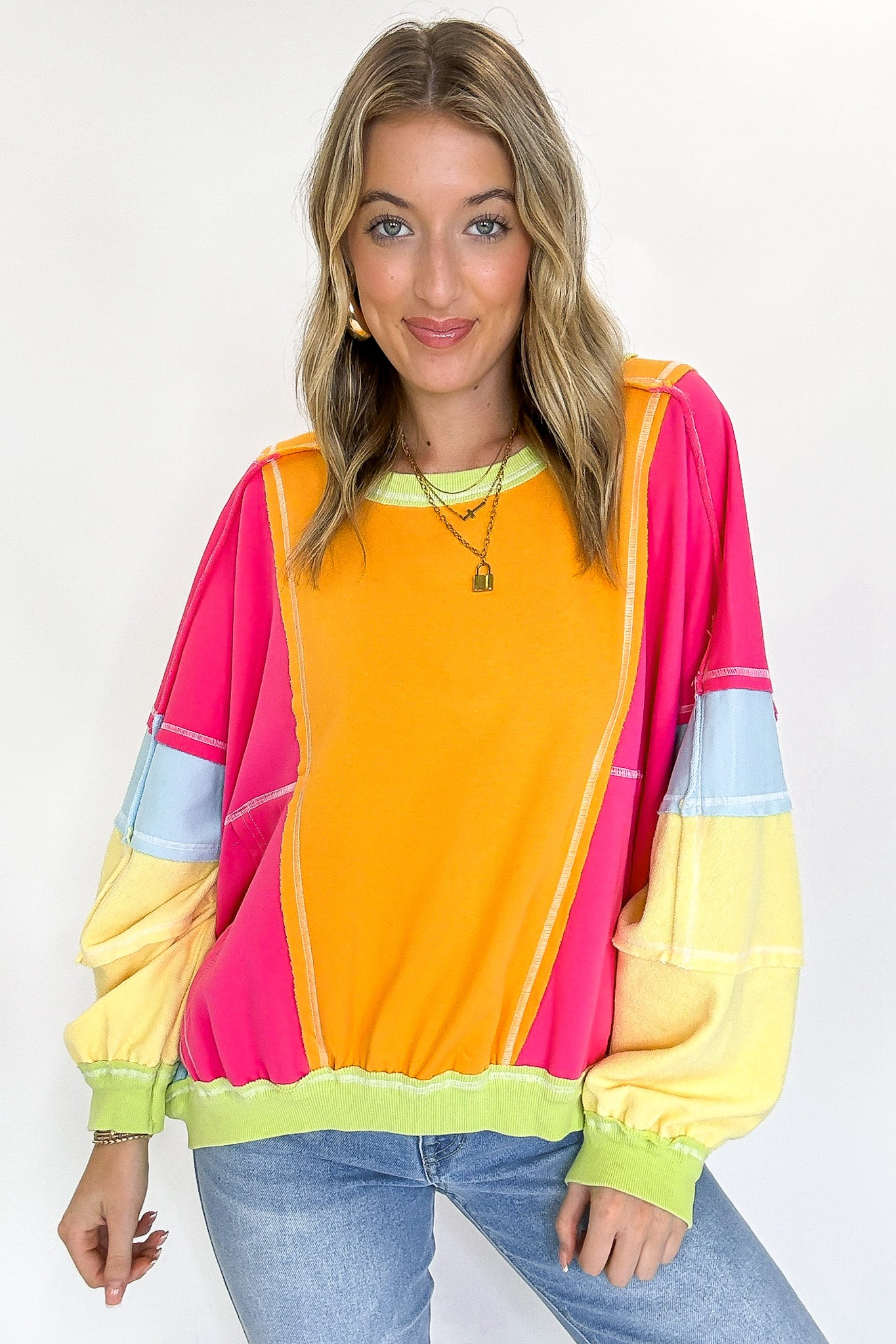 Vintage Washed Terry Raw Edge Pullover