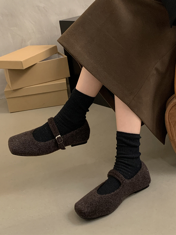 Hollow Shallow Cut Split-Joint Square-Toe Mary Janes Flat Shoes