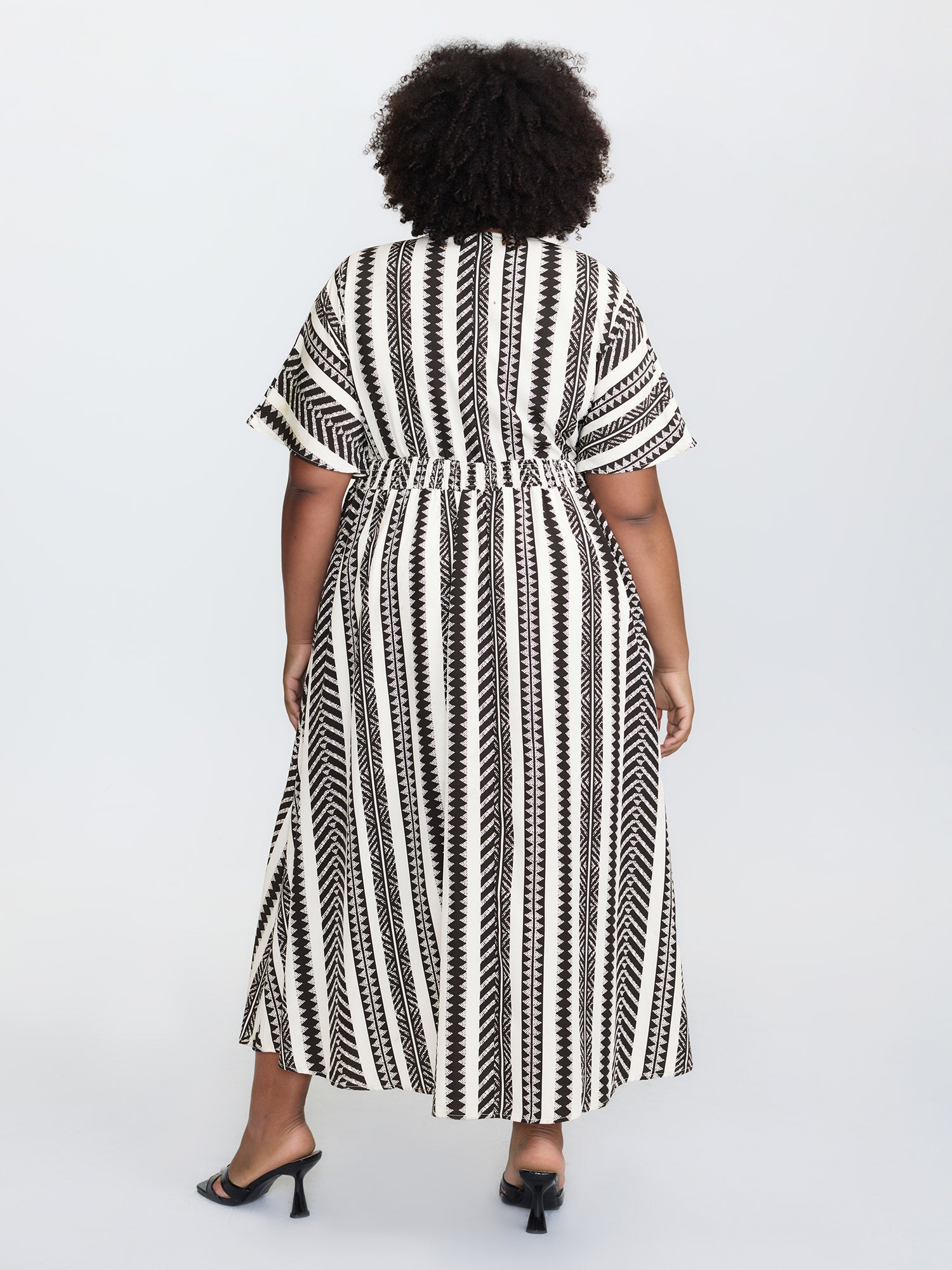 Solid Geometric Dolman Sleeve Pocket Shirred Split Hem Dress