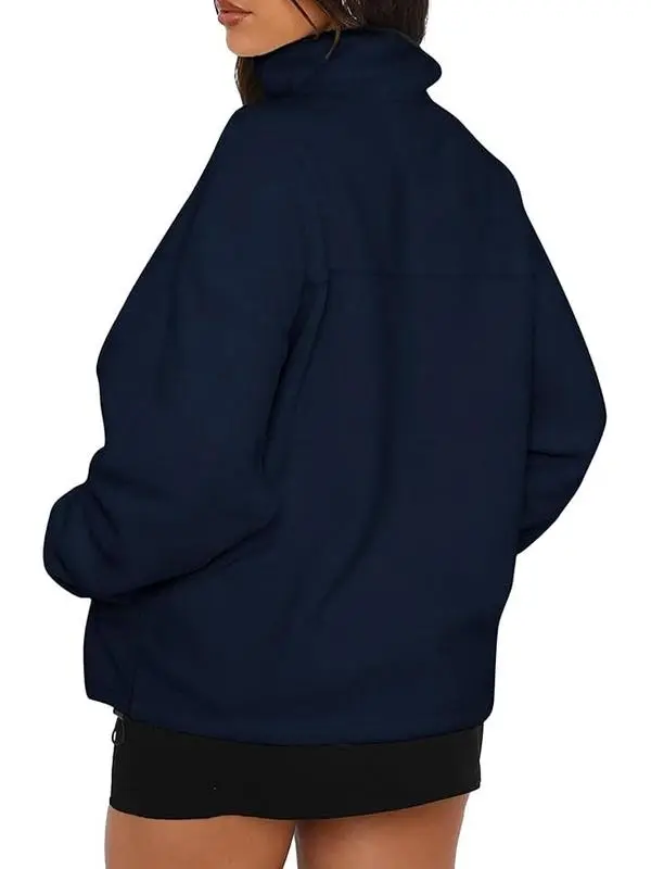 Women's Zip Up Baggy Basic Fleece Jacket