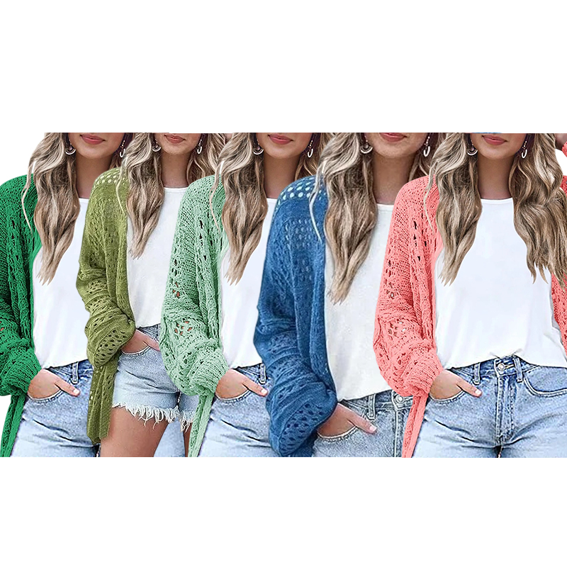 Women's Lightweight Crochet Batwing Cardigan