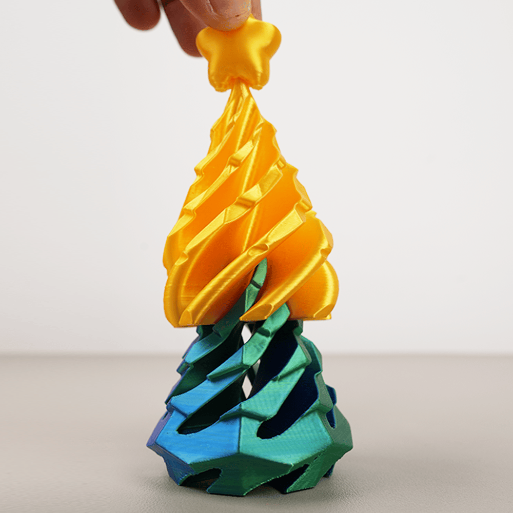 🎄 3D Printed Multicolor Christmas Tree Spiral Stacking Toy
