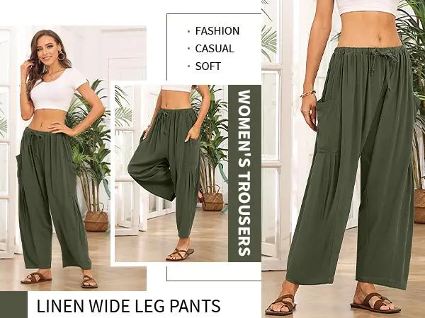 Womens Linen Wide Leg Pants (Less than $3 each!)