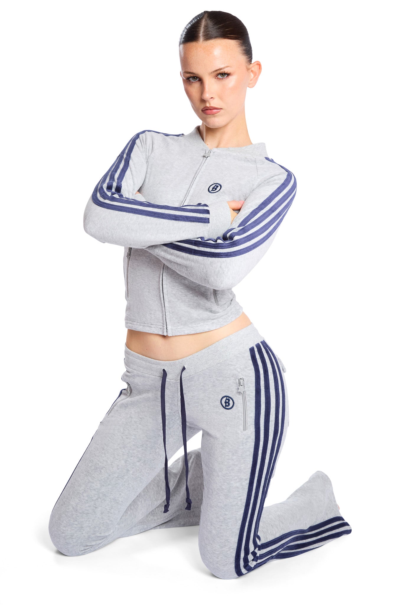 BODY VELOUR TRACK JACKET (HEATHER GREY)