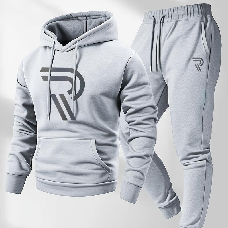 Men's sports two-piece hooded sweatshirt and pants set